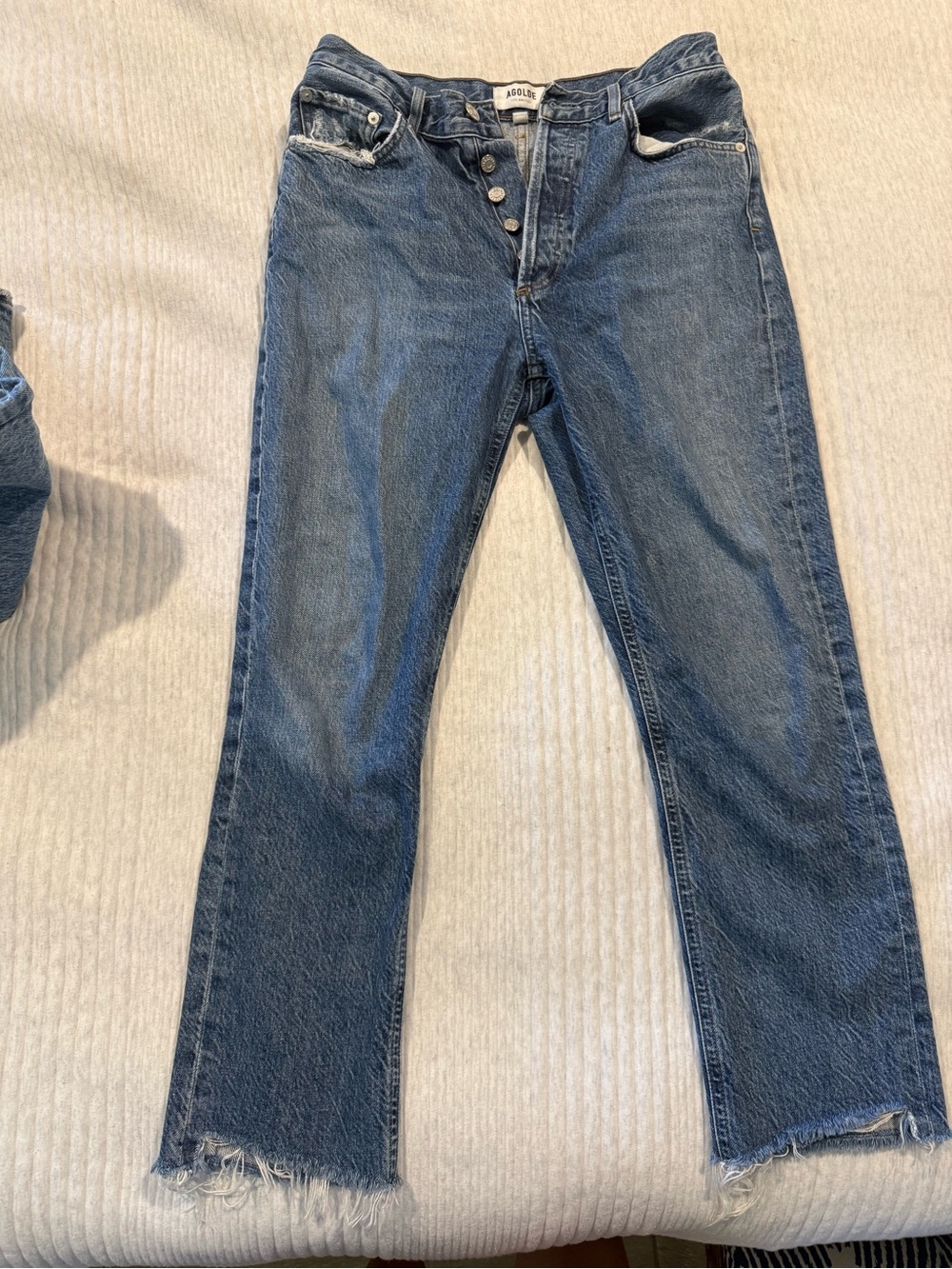 Agolde Women's Cropped Straight Jeans in Medium Blue